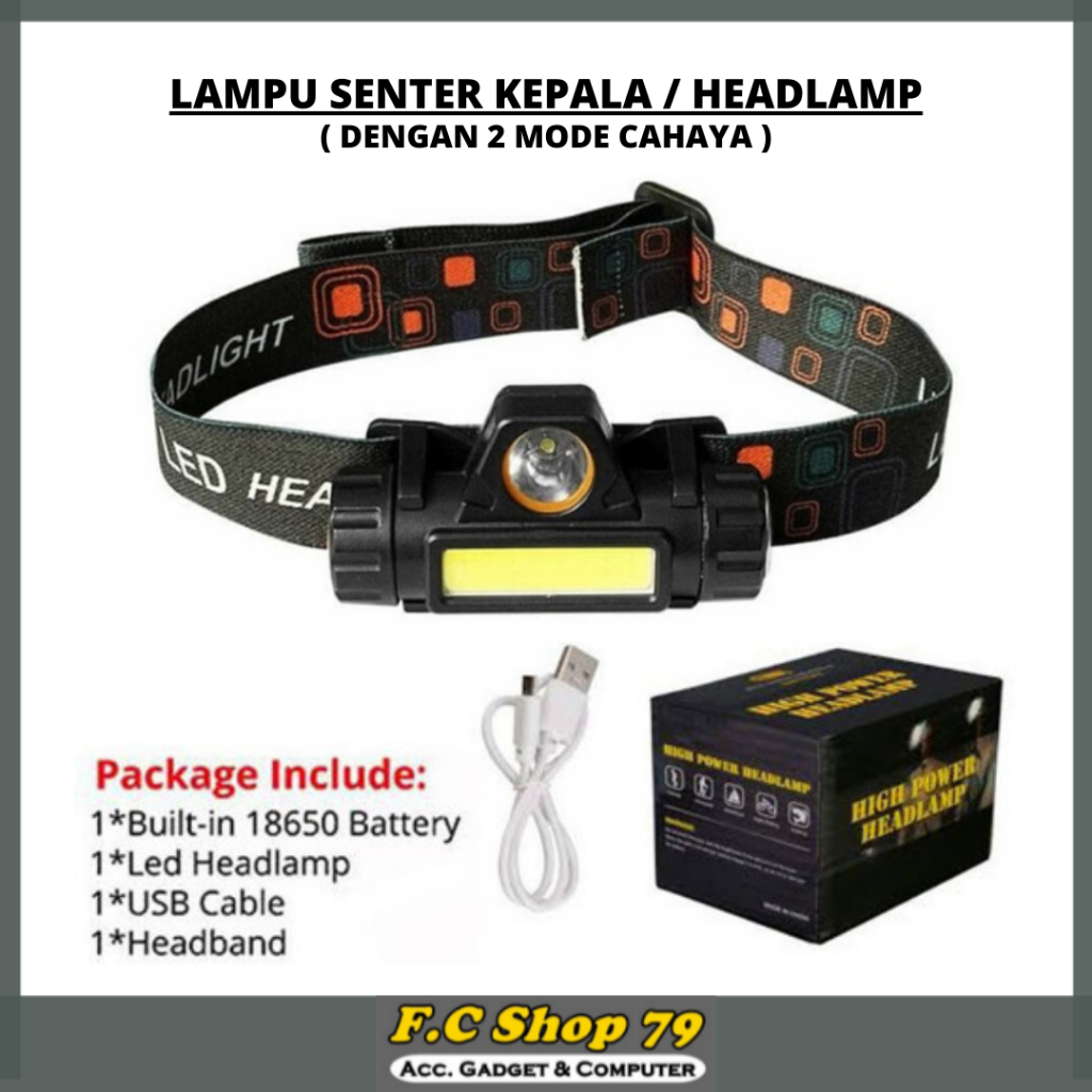 TERLARIS LAMPU SENTER SWAT LED SUPER TERANG 3 MODE CAHAYA DAN LAMPU SENTER KEPALA HEADLAMP HEAD LAMP