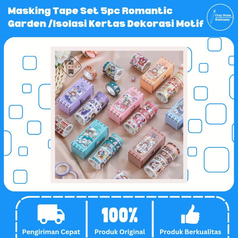 

Masking Tape Set 5pc Romantic Garden /Isolasi Kertas Dekorasi Motif - Washi Tape untuk Journaling - Tape untuk Journaling