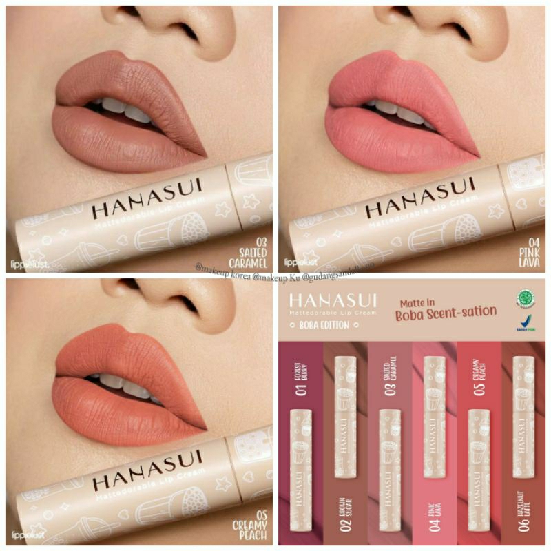 Hanasui Boba Editions | Lipcream Boba Hanasui | Lipcream Hanasui | Matcha | Lipstick Batang | Liptin