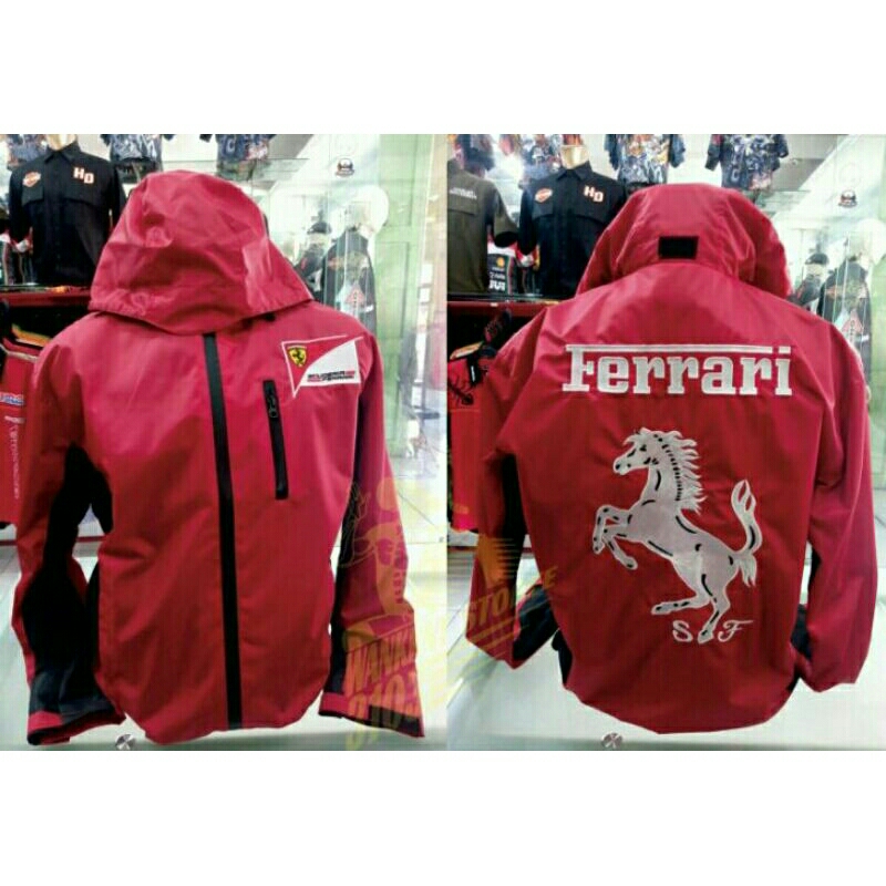 Jaket Ferrari Scuderia - Racing - Jacket Motor Harian - Hoodie - Waterproof - Windbreaker - Taslan