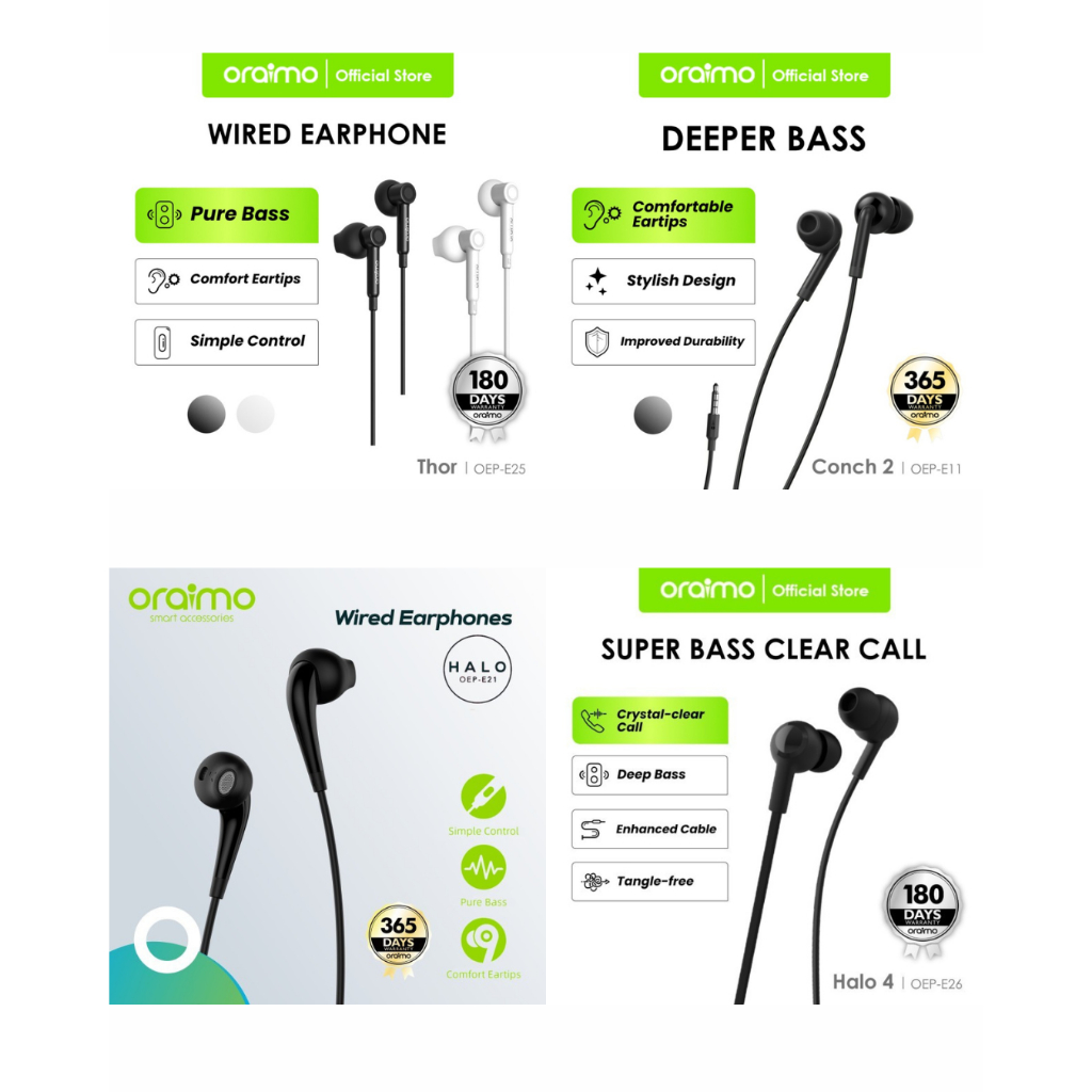 Headset Earphone Oraimo OEP-E11/OEP-E25/OEP-E21/OEP-E26 Original Bergaransi