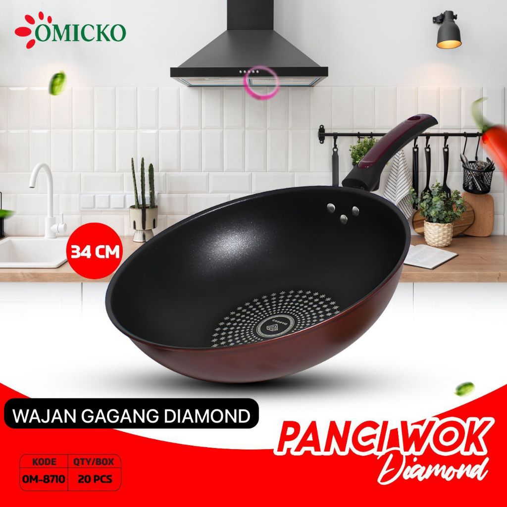 Wajan gagang Diamond/ wajan Anti lengker/ panci wok diamond