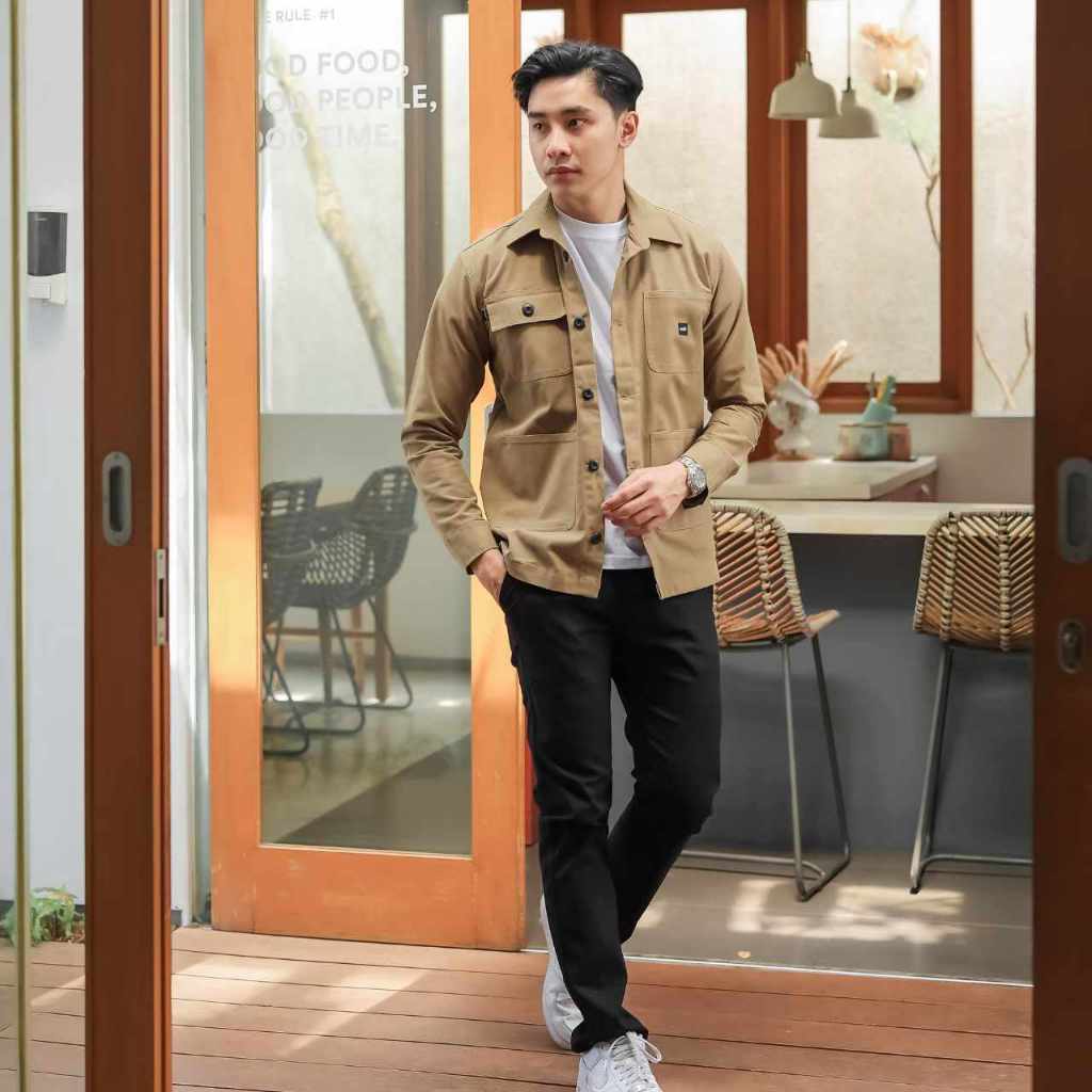 Jaket Semi Parka - Trucker Canvas Original WOLV Warna Khaki Terbaru - Jaket Trucker Canvas Semi Park