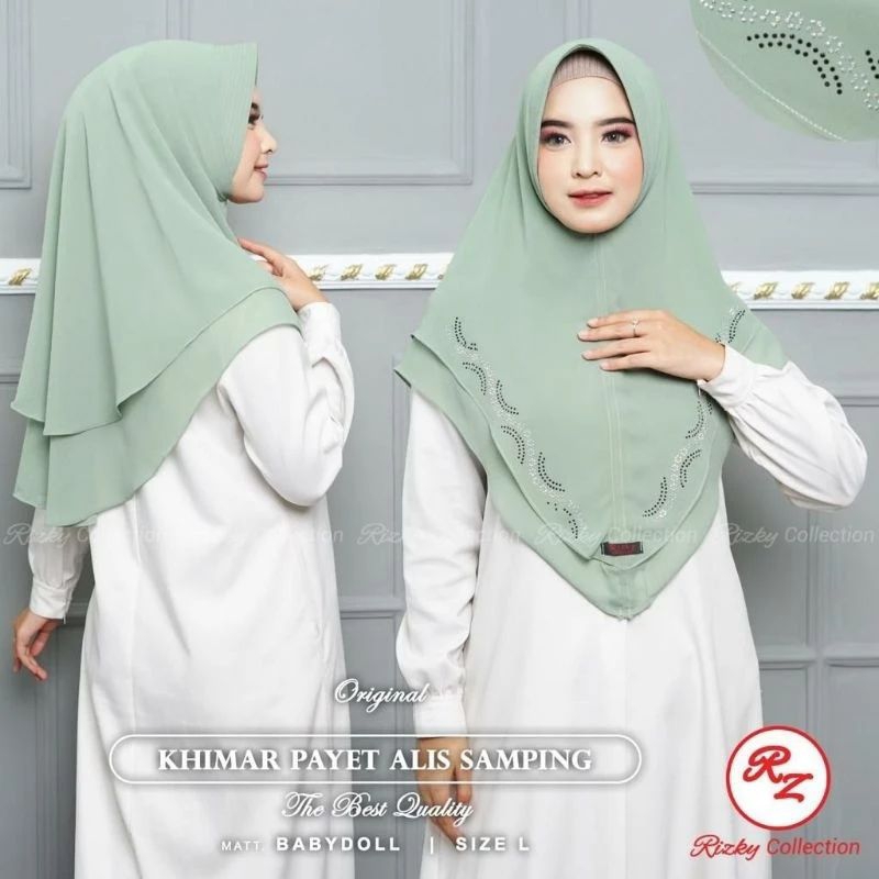 ORIGINAL BY RIZKY HIJAB PAYET MAHKOTA KHIMAR CERUTY 2 LAYER ORI