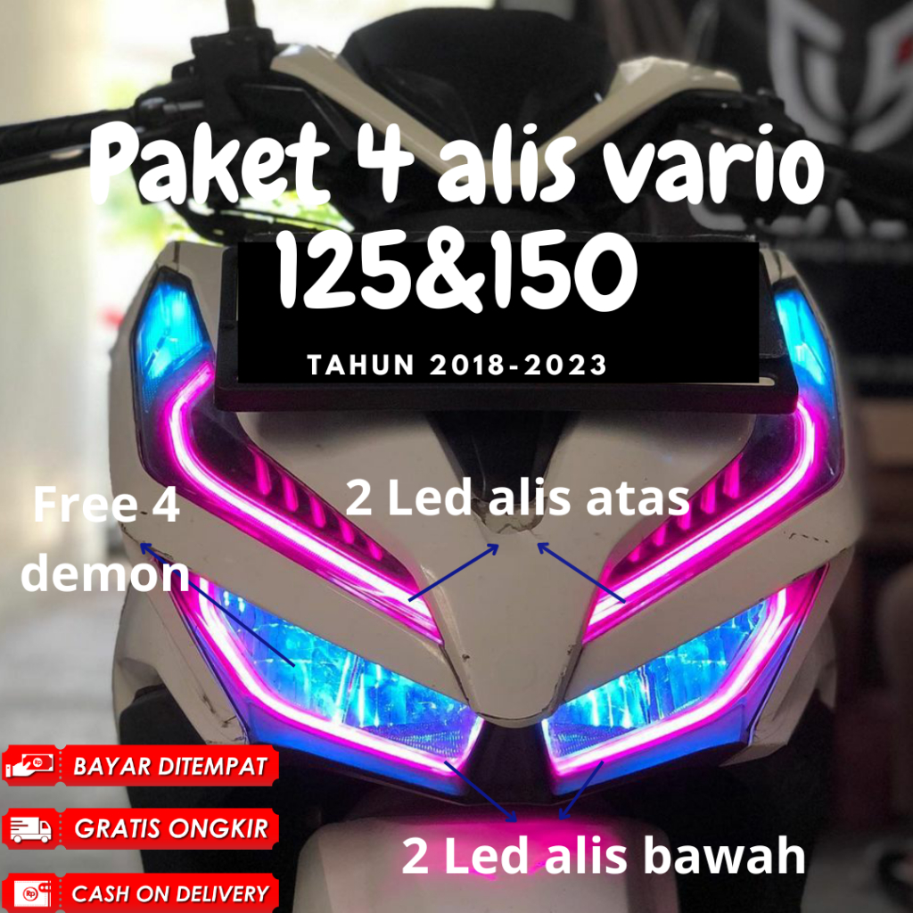 Paket Led alis vario 150 vario 125 4 alis bonus demon eye super terang PROMO SUPER MURAHHH
