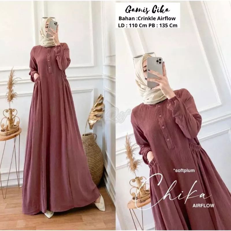 Gamis Cringkle Cika Airflow Premium/ Gamis Cika