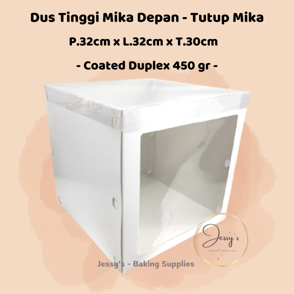 

Dus Box Kotak Kue Cake Tinggi Mika 32 x 32 x 30 Putih Polos