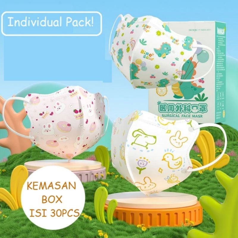 30PCS MASKER KN95 BAYI ANAK BATITA BALITA COWOK CEWEK EARLOOP MOTIF KARAKTER LUCU INDIVIDUALLY SEALE