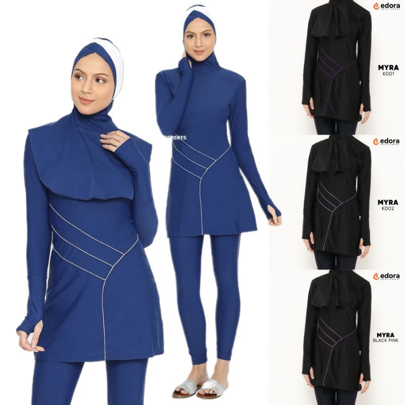 [4XL dan 5XL] MYRA dan FAERA Baju Renang Muslimah Trendy EDORASPORT Ukuran Jumbo