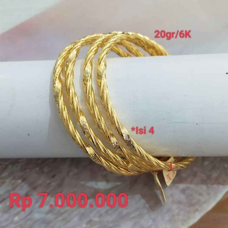 Gelang Keroncong Araban Model Lilit BG LC emas Kadar 6K/300