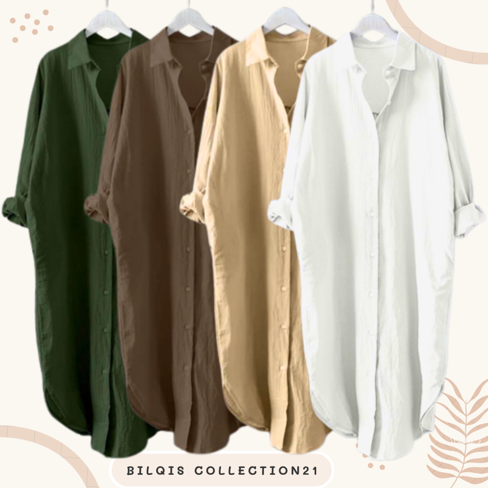 GRACE TUNIK WANITA TERBARU LONG TUNIK JUMBO CRINKLE PREMIUM BAJU ATASAN WANITA MODERN KEMEJA PUTIH W