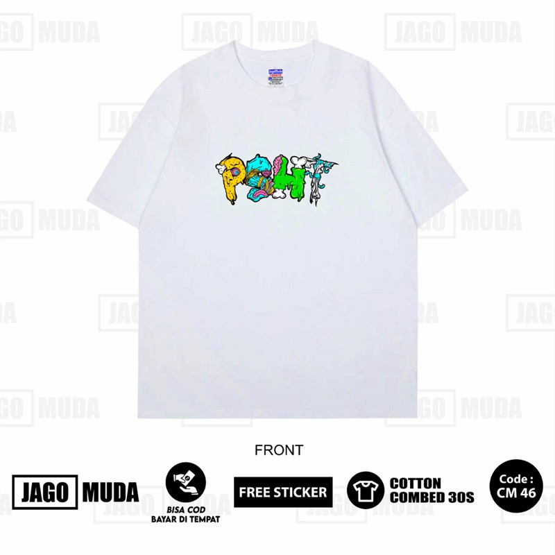Jagomuda Terate Kaos Atasan Psht Putih Desain Simpel Cotton Combed 24S