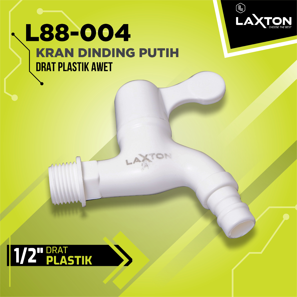 LAXTON Kran keran air dinding putih drat 1/2" plastik L88-004