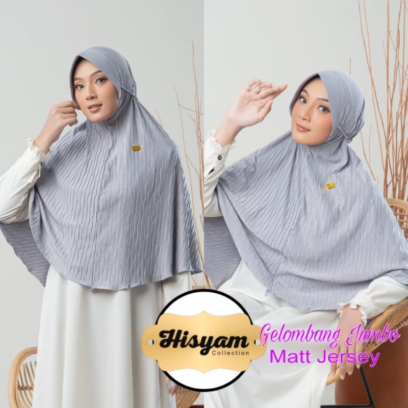 Hijab Bergo Pad Plisket Gelombang Jumbo / Hijab Instan Jumbo Tali Kepang Uler Plisket Gelombang / Je