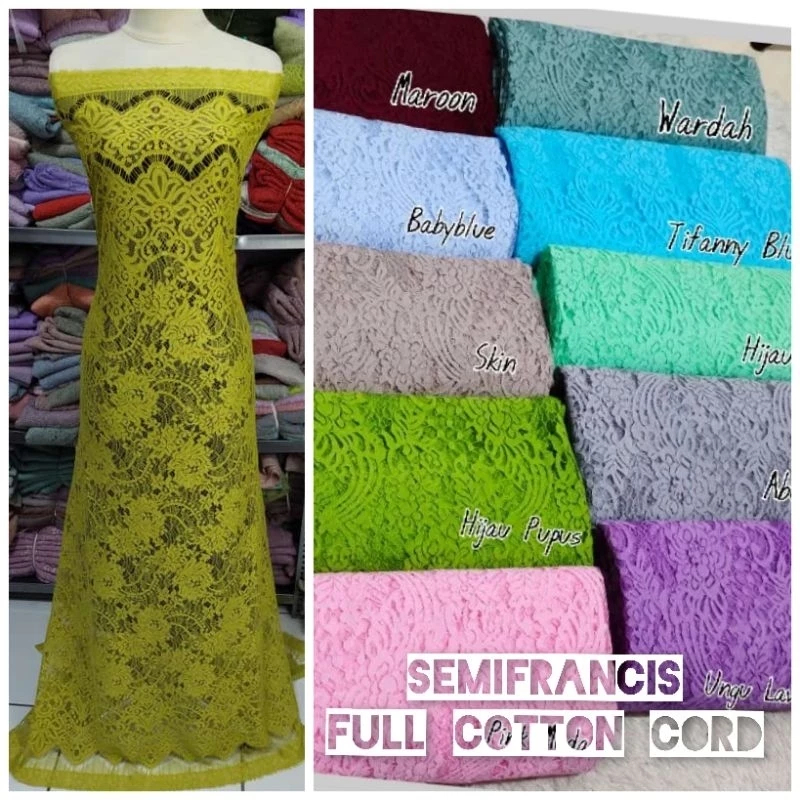 Kain Brukat Semiprancis, Kain Brokat Semifrancis, Kain Brukat Katun Halus Bahan Kebaya Semiprancis 2