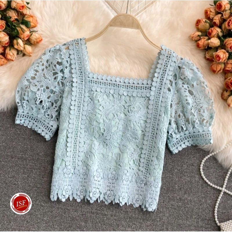 blouse bangkok brokat forget me not made in thailand