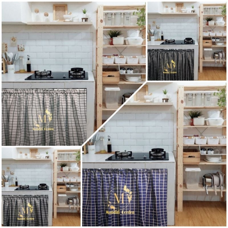gorden kolong dapur kotak kotak aesthetic