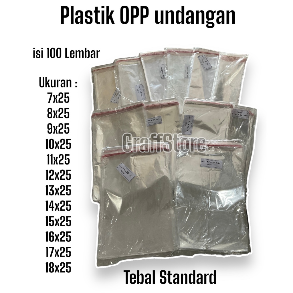Plastik OPP seal undangan / Plastik kemasan sandal / Plastik Garment lem berbagai ukuran