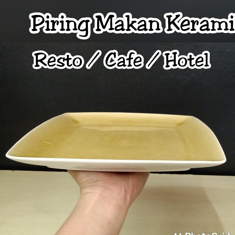 Piring 10" Makan Kotak Keramik Yellow / Piring Makan Resto Cafe Hotel