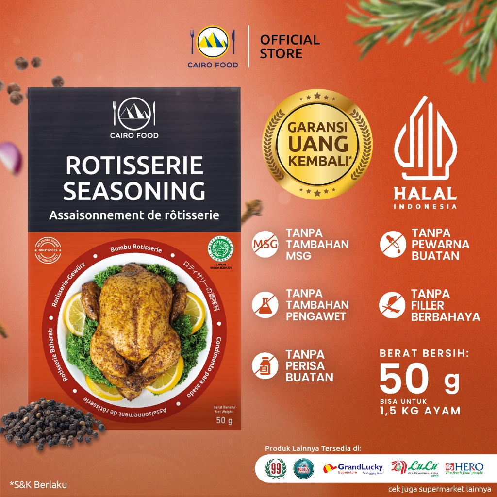 

Bumbu Rotisserie Sehat – Tanpa MSG, 100% Rempah Murni | Cairo Food