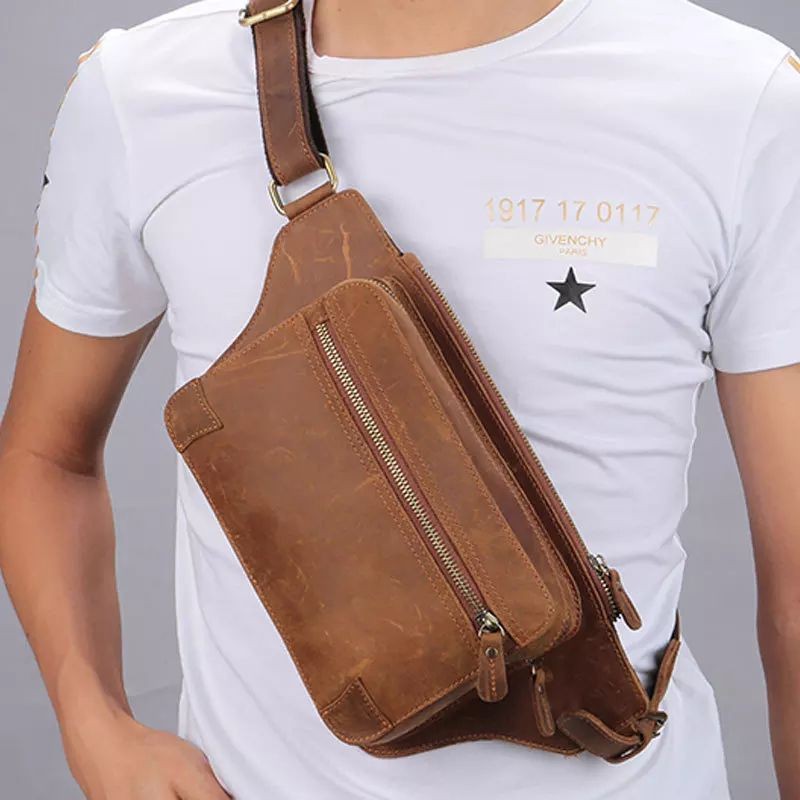 ( BEST SELLER  ) Waistbag Pria Kulit Asli - Tas Kulit Asli Pria Premium- Tas Pinggang Kulit GARUT