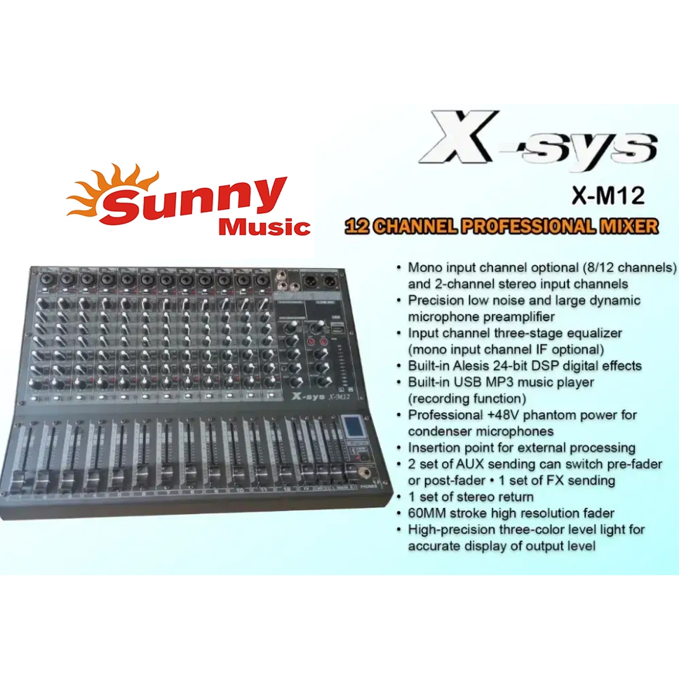 XSYS XM12 Mixer Audio 12 Channel XM 12 XM-12
