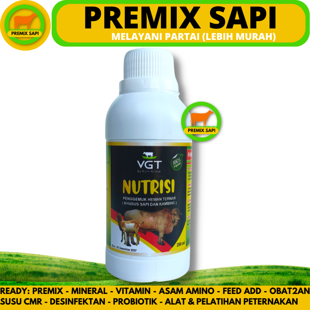 VGT NUTRISI SAPI 250 ml Original - VGT Sapi Penambah ADG Instan - VGT Ternak Sapi Kambing Domba