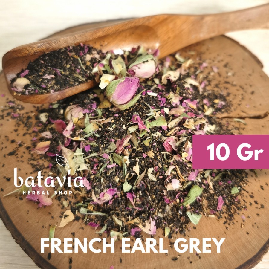 

French Earl Grey Tea Organic Teh Hitam Bergamot Rose Black Tea Premium - 10gr