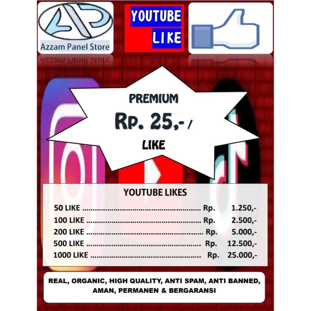 YOUTUBE LIKES KUALITAS PREMIUM