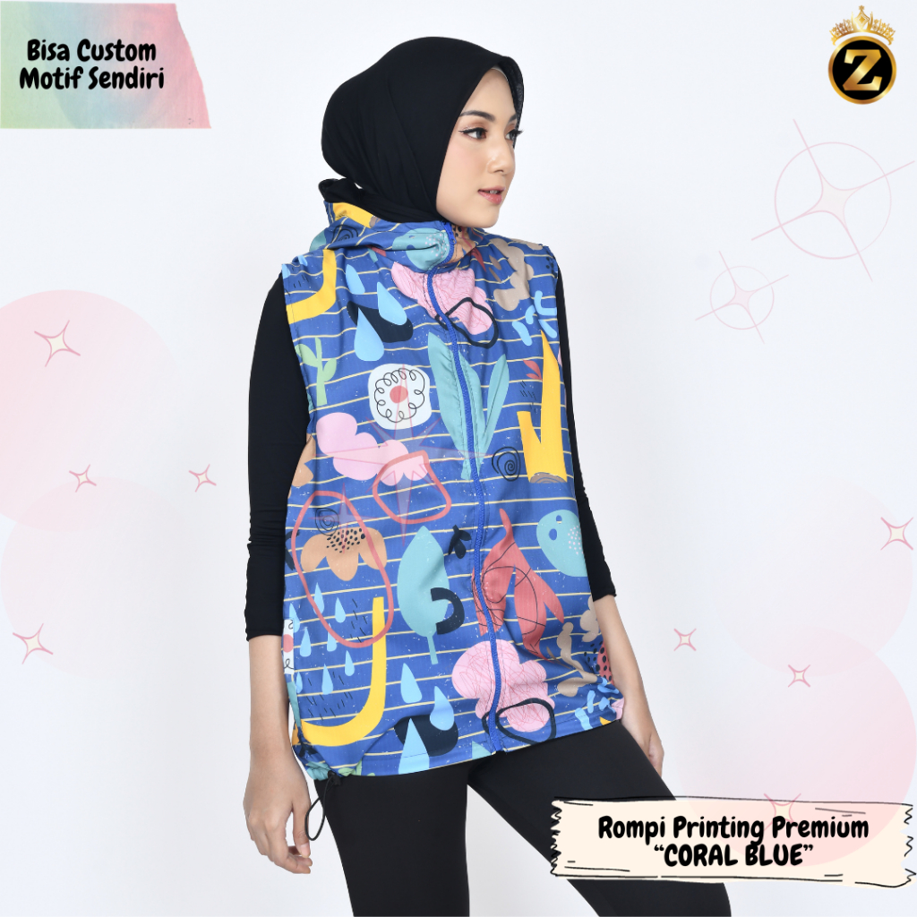 Queenzie Rompi Sepeda Olahraga Full Printing Motif Burung Wanita Bahan Parasut Waterproof