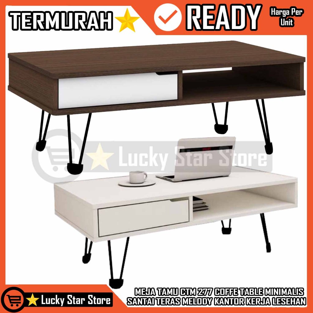 [Instant] MELODY Meja Kopi Teh Santai CTM 277 Colombia Walnut Coffee Table Sonoma Cream White Mini P