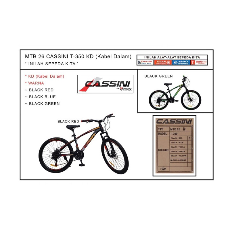 Sepeda MTB 26” Cassini T-350 KD terbaru