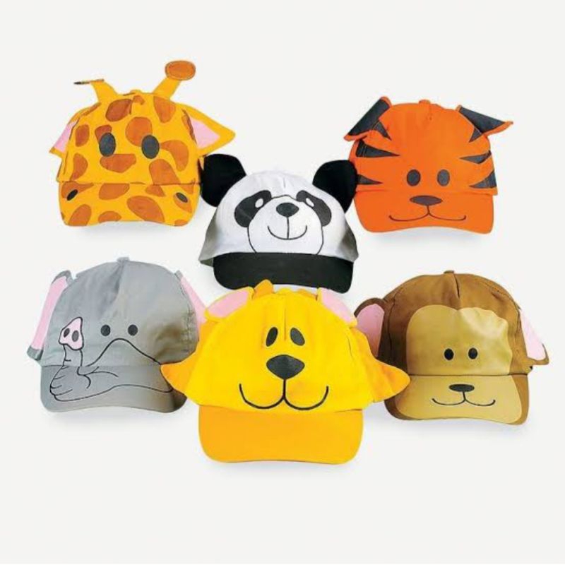 Topi Anak Laki laki Perempuan Safari Zoo Model Telinga Lucu