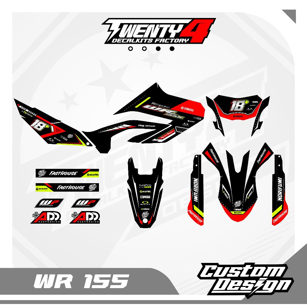 Decal Yamaha Wr 155 Hitam merah simple bebas request design