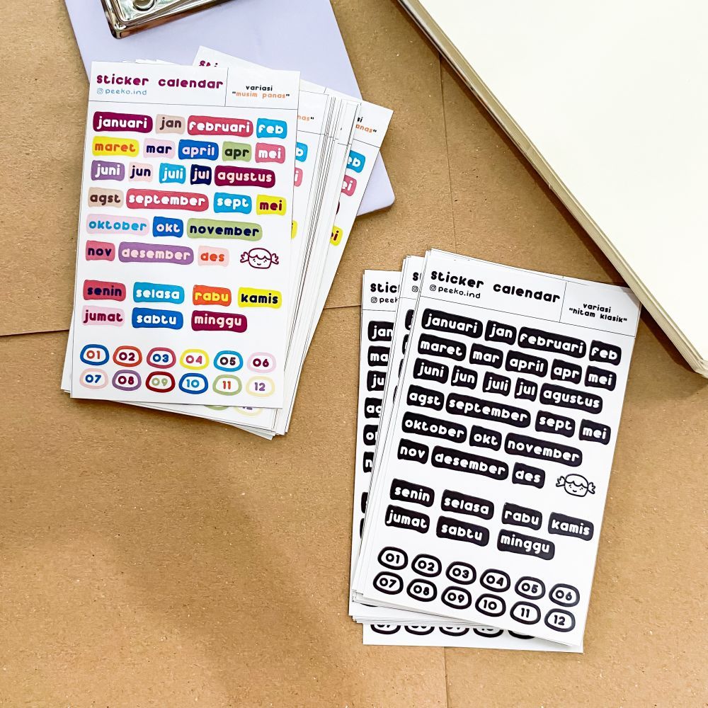 

PEEKO Calendar Sticker Sheet / Stiker Kalender Kiss Cut