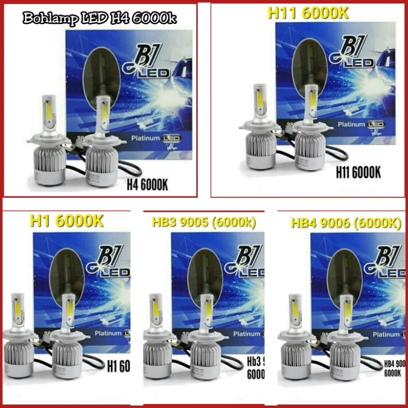 Bohlamp Led H11, HB3, HB4, H1, H7 36W 6000K Merk B1