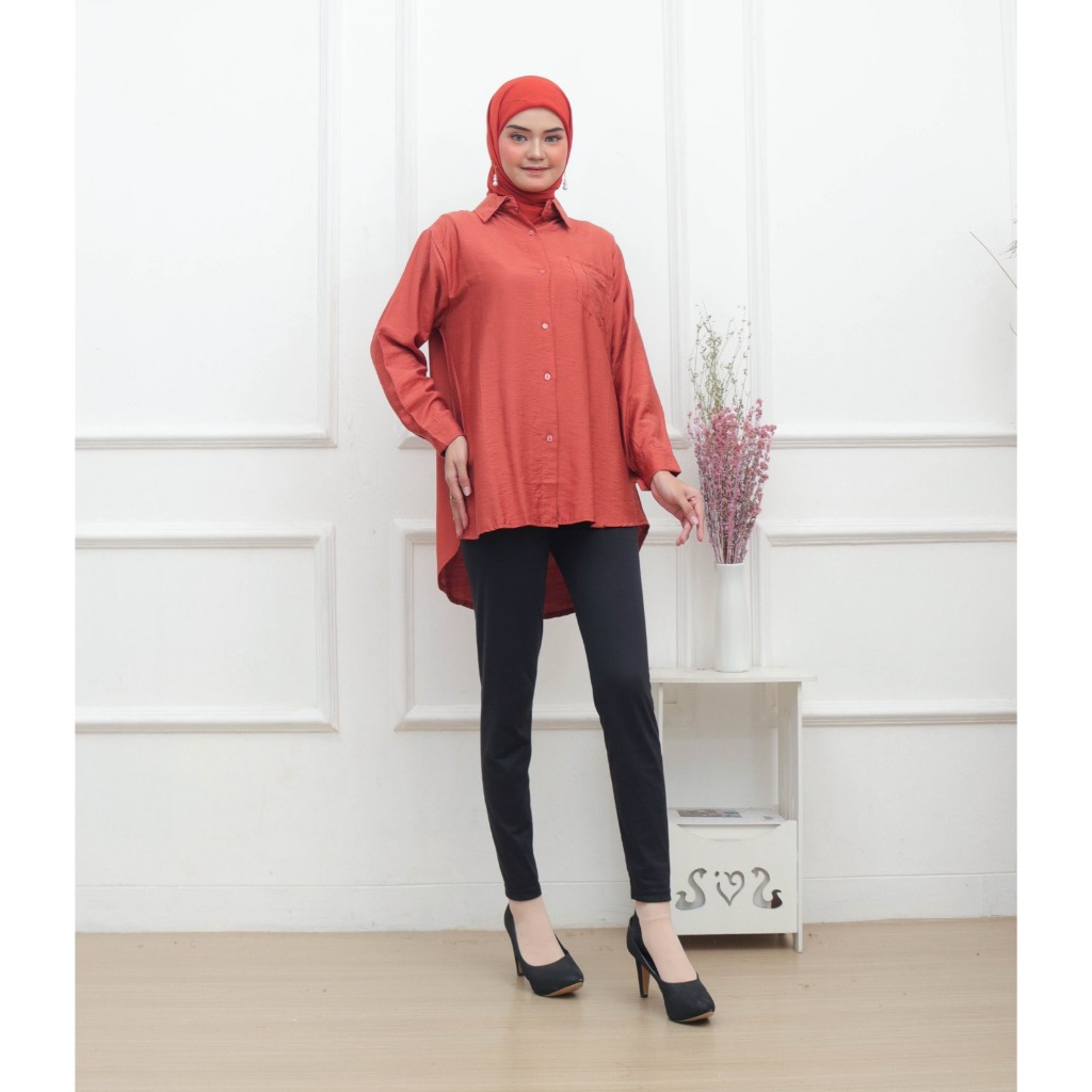 KLOWI-KEMEJA WANITA LINEN-KEMEJA OUTFIT-KEMEJA CRINKLE-KEMEJA KERJA-KEMEJA KANTOR-KEMEJA BERHIJAB