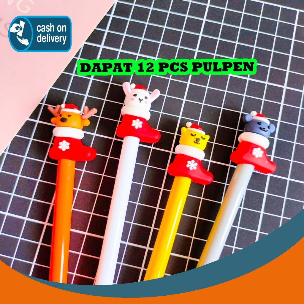 

SELUSIN (12 PCS) PULPEN GEL NATAL KAOS KAKI PGK-1008 PEN PENA BOLPEN BOLPOIN CHRISTMAS ANAK LUCU ALAT TULIS KANTOR SEKOLAH MURAH TERMURAH COD