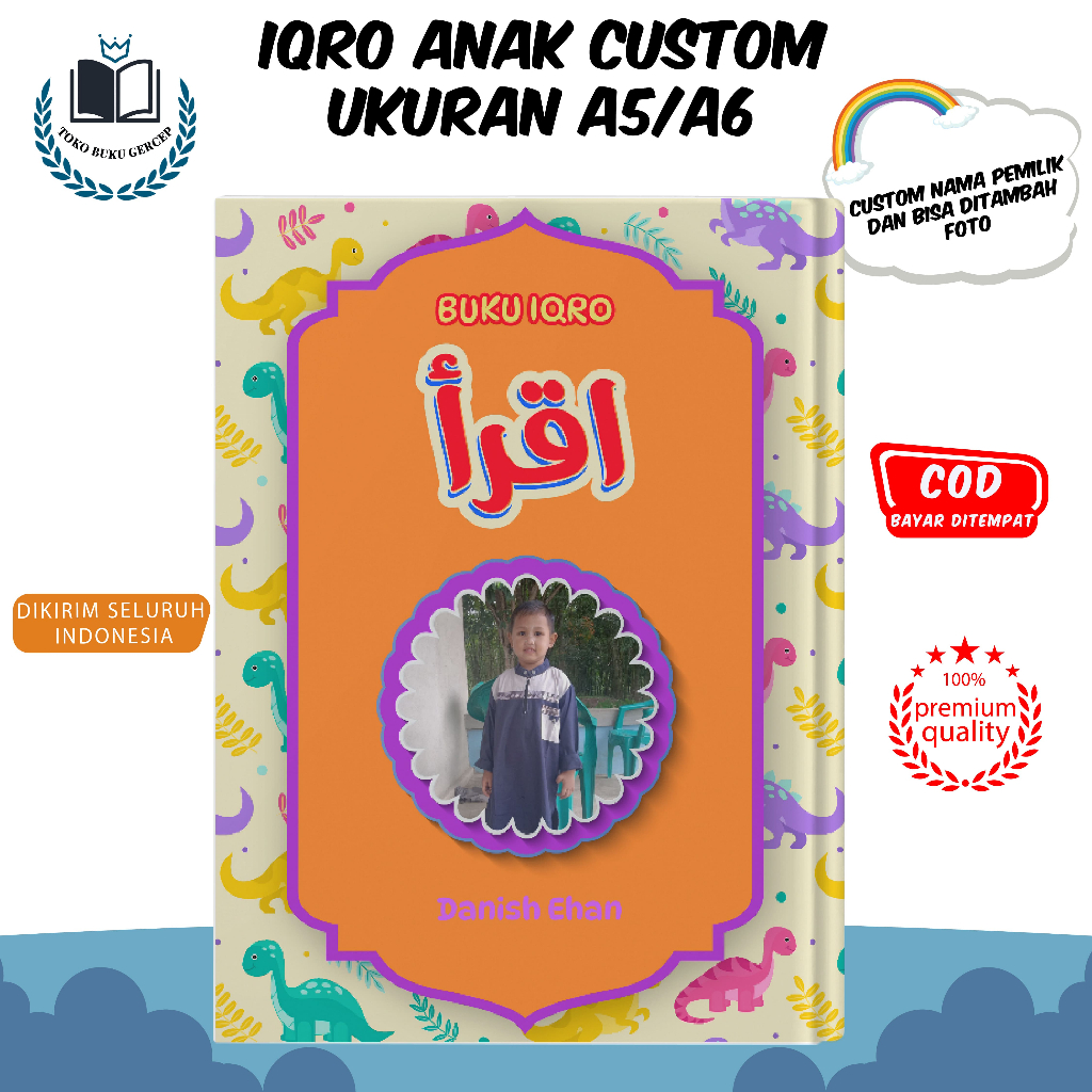 IQRO Anak Custom Foto & Nama | GI-07 | IQRO Junior Full Color Hard Cover | Iqra Custom Ukuran A5