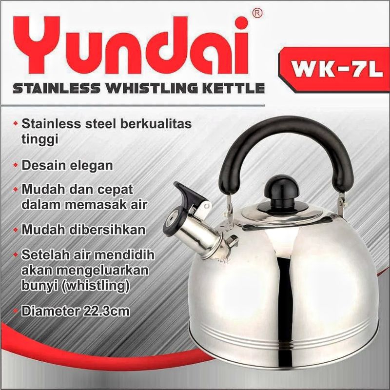 Yundai Teko Whistling Ketle WK-7L / Teko Siul Ceret Memasak Air Yundai WK 7L