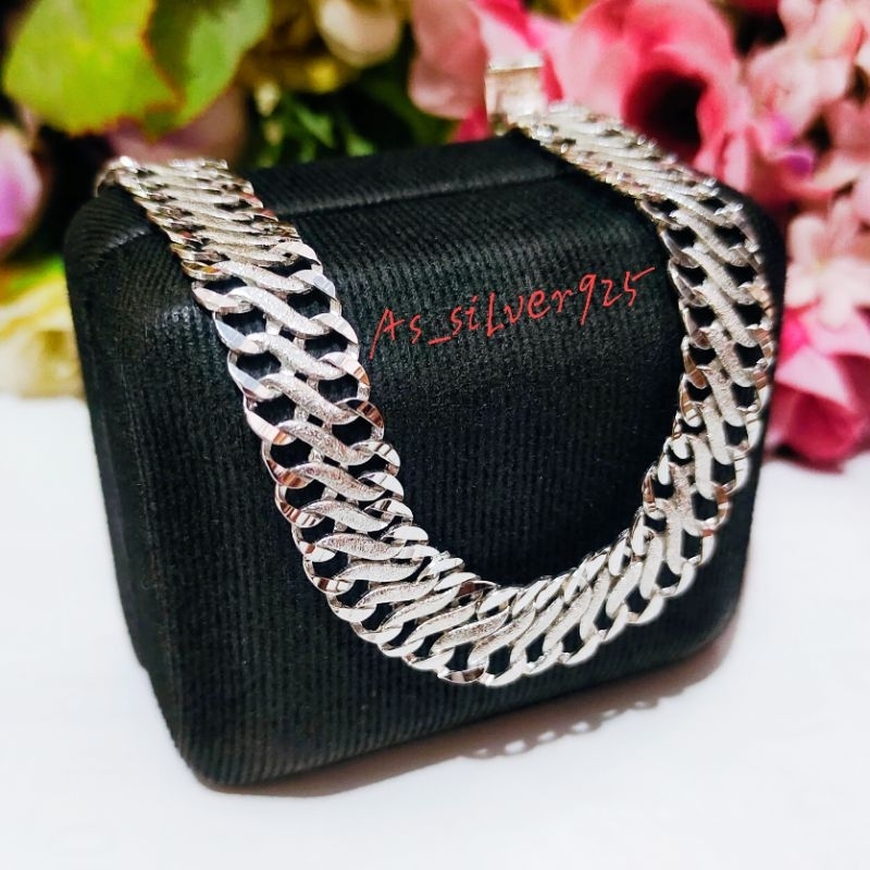 GELANG PERAK LIPAN SS TULANG BELUT ASLI SILVER 925 LAPIS MAS PUTIH_GELANG TANGAN FASHION