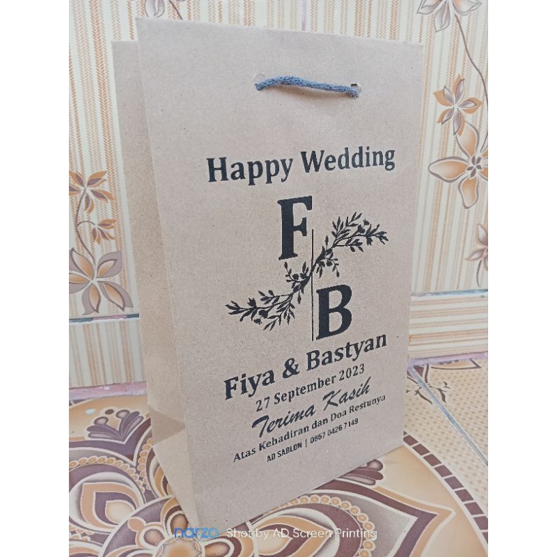 

Paperbag Sablon Custom Coklat 15*8*25