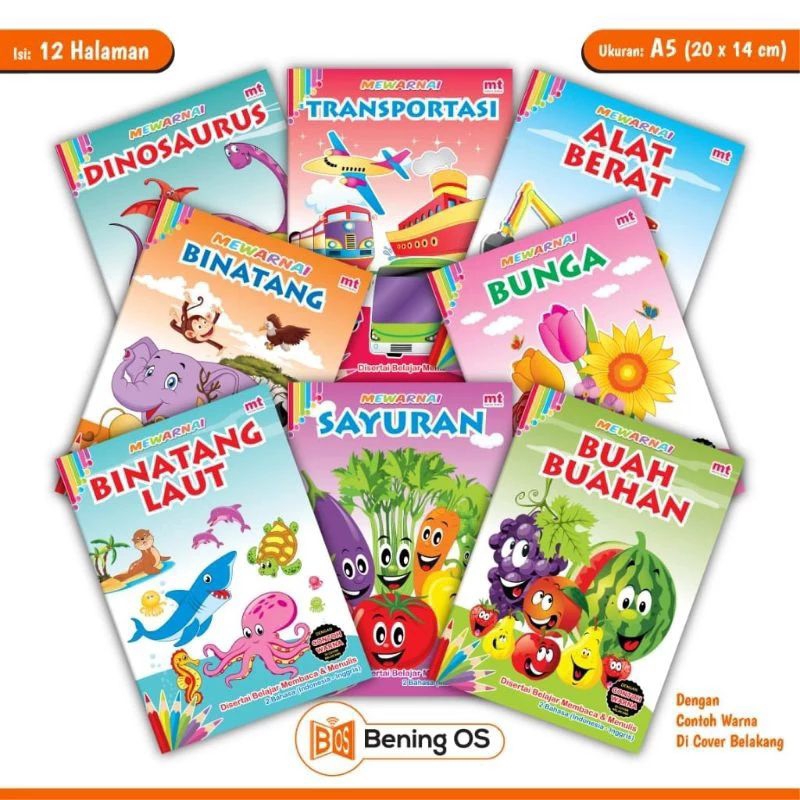 BUKU BELAJAR MEWARNAI ANAK GAMBAR LUCU BUKU GAMBAR ANAK TK PAUD SD