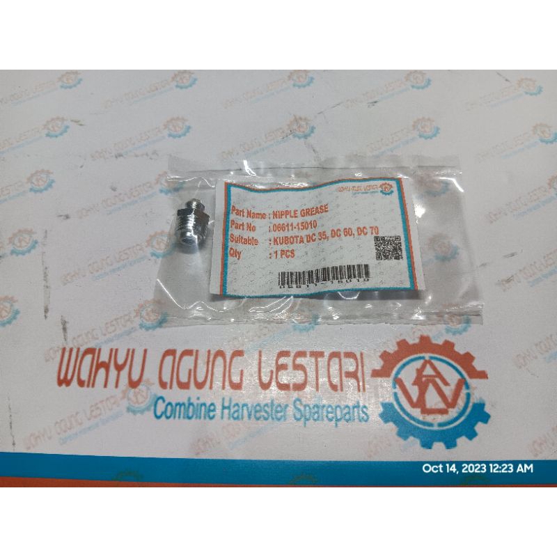 NEPEL GREASE / NEPEL GEMUK 06611-15010 NIPPLE GREASE KUBOTA DC35 DC70 DC60