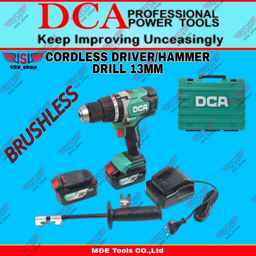 Cordless Driver Hammer Drill DCA ADJZ03-13EM Brushless Mesin Bor Beton