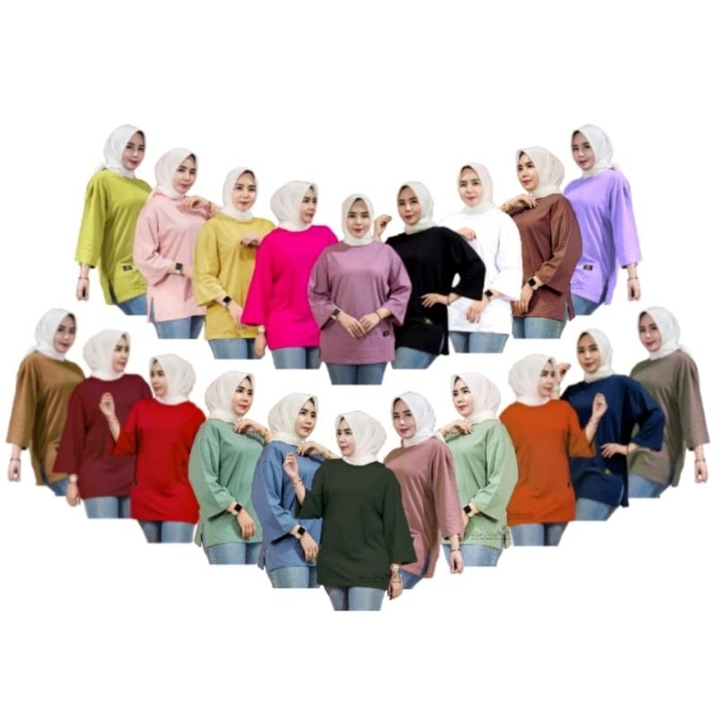 KAOS OVERSIZE WANITA TERBARU / KAOS ATASAN WANITA OVERSIZE JUMBO KOREAN HIJAB STYLE MUSLIM / BASIC F