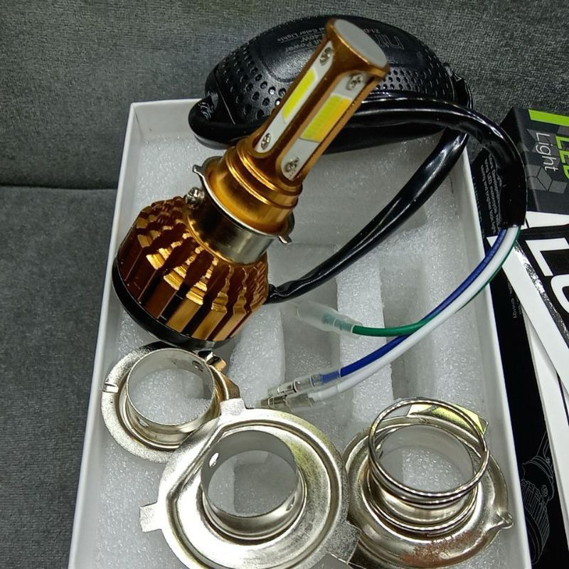 NINE LED LAMPU UTAMA MOTOR Z2 3 SISI H4 H6 H7 2 WARNA PUTIH DAN KUNING SUPER TERANG ORIGINAL NINE