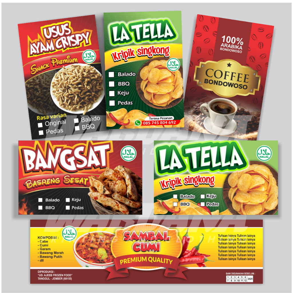 Stiker Kemasan / Stiker Label Makanan / Stiker Custom / Stiker Snack / Stiker Produk / Stiker Kue
