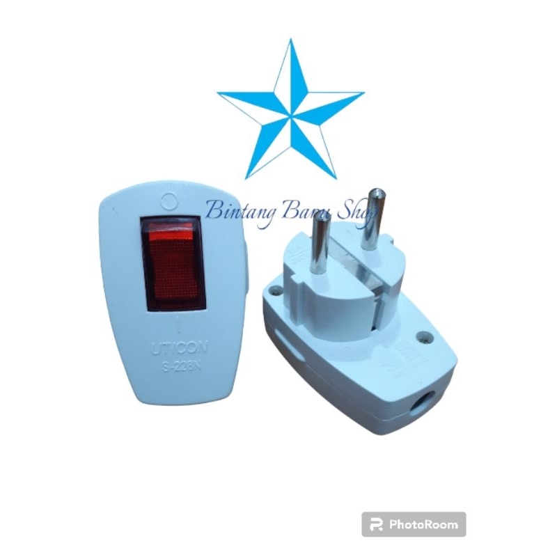 Cok / Steker Uticon Lampu (ada saklar) / Colokan Uticon ada lampu / Steker Uticon S-228N