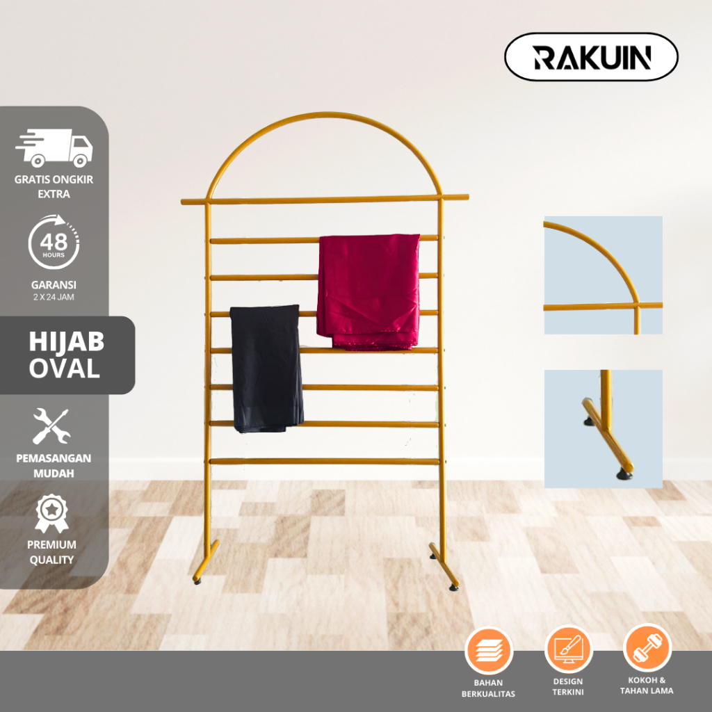 RAK HIJAB OVAL - GANTUNGAN JILBAB BESI KOKOH &amp; MINIMALIS / RAK TOKO SWALAYAN /DISPLAY HIJAB - RAKUIN